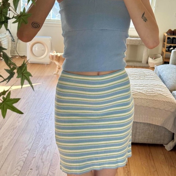 Djerf Avenue Blue and Yellow tube skirt slushy popsicle XS - Picture 3 of 5